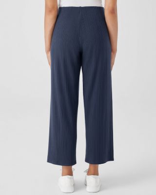 EILEEN FISHER Rib-Knit Wide-Leg Ankle Pants | Garnet Hill