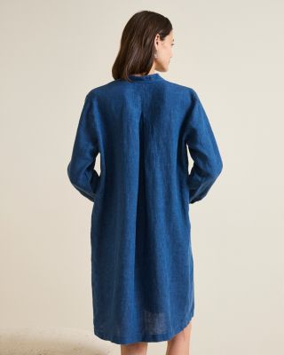 EILEEN FISHER Washed Organic-Linen Délavé Long-Sleeve Shirtdress