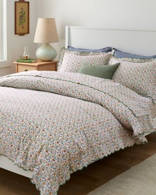 Scalloped-Trim Organic-Cotton Percale Duvet Cover