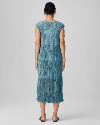 EILEEN FISHER Crushed-Silk Tiered Midi Dress | Garnet Hill