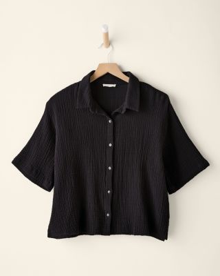 EILEEN FISHER Organic-Cotton Gauze Classic Collar Shirt | Garnet Hill