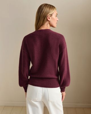 Garnet Hill Blue Women's Cashmere V-Neck Pullover Sweater orders S