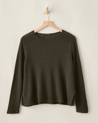 EILEEN FISHER Organic-Linen & Organic-Cotton Ribbed Sweater