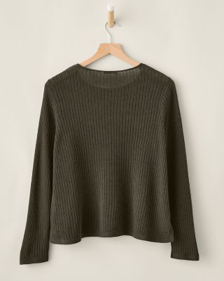 EILEEN FISHER Organic-Linen & Organic-Cotton Ribbed Sweater