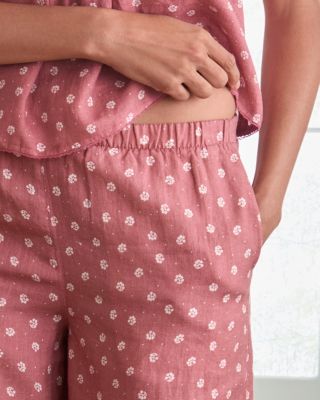 Washed-Linen Pintuck Pajama Pants | Garnet Hill