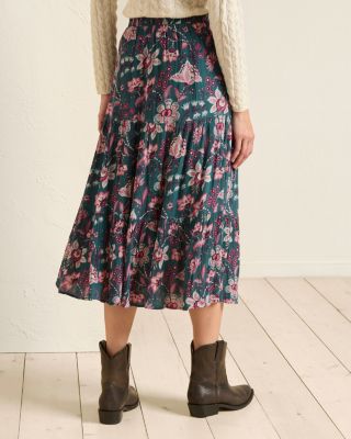 Willow Crêpe Tiered Skirt | Garnet Hill