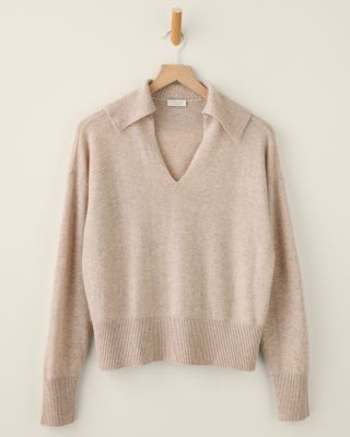 Aster Cashmere Split-Neck Sweater | Garnet Hill