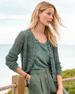 Madeline Linen & Organic-Cotton Cardigan | Garnet Hill