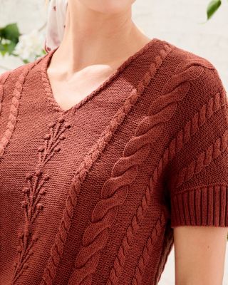 Leah Linen & Organic-Cotton Cabled Sweater | Garnet Hill