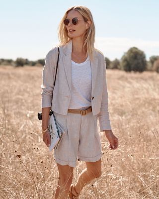 Cropped Linen Blazer | Garnet Hill