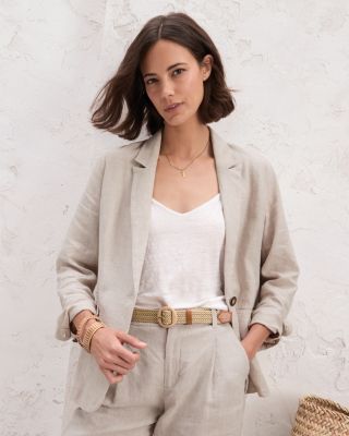 new~ Braided Natural Flax Linen Belt in size Small (4-6) Braided Linen Belt | Garnet Hill main image 3
