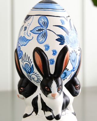 Vaillancourt Bunnies with Delft Egg | Garnet Hill