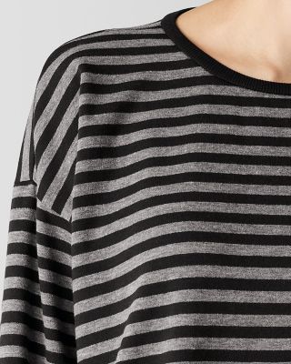 EILEEN FISHER Cozy Brushed-Terry Striped Top | Garnet Hill
