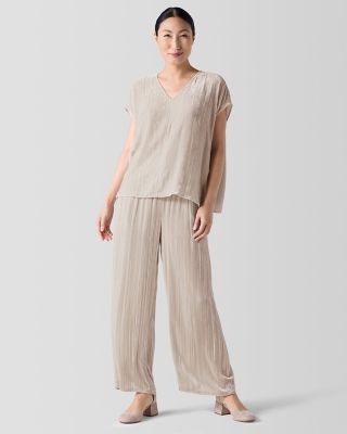 EILEEN FISHER Crushed-Velvet Wide-Leg Ankle Pants | Garnet Hill