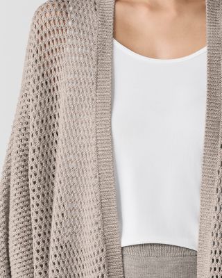 EILEEN FISHER Merino Open-Stitch Long Cardigan | Garnet Hill