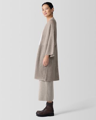 EILEEN FISHER Merino Open-Stitch Long Cardigan | Garnet Hill