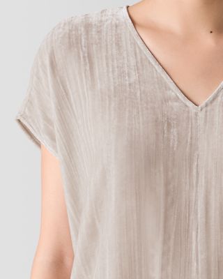 EILEEN FISHER Crushed-Velvet V-Neck Top | Garnet Hill