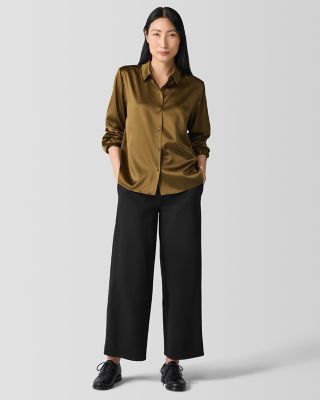 EILEEN FISHER Stretch-Silk Charmeuse Button-Up Shirt | Garnet Hill