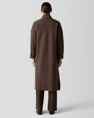 EILEEN FISHER Lightweight Boiled-Wool High-Collar Coat