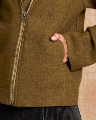 EILEEN FISHER Lightweight Boiled Wool Zip-Front Jacket