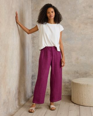 EILEEN FISHER Washed Organic-Linen Délavé Wide-Leg Pants | Garnet Hill