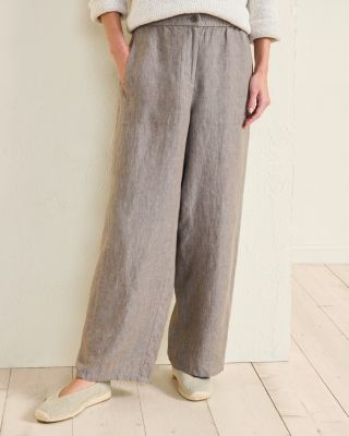 EILEEN FISHER Washed Organic-Linen Délavé Wide-Leg Pants