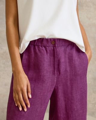 EILEEN FISHER Washed Organic-Linen Délavé Wide-Leg Pants | Garnet Hill