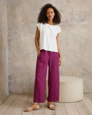 EILEEN FISHER Washed Organic-Linen Délavé Wide-Leg Pants | Garnet Hill