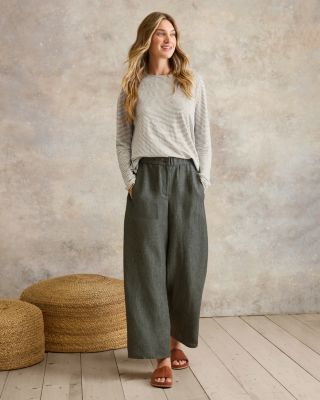 EILEEN FISHER Washed Organic-Linen Délavé Wide-Leg Pants | Garnet Hill
