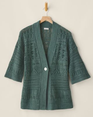 Dalia Linen & Organic-Cotton Cardigan | Garnet Hill