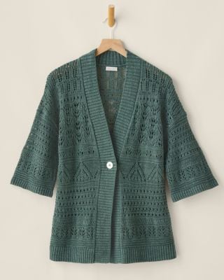 Dalia Linen & Organic-Cotton Cardigan | Garnet Hill