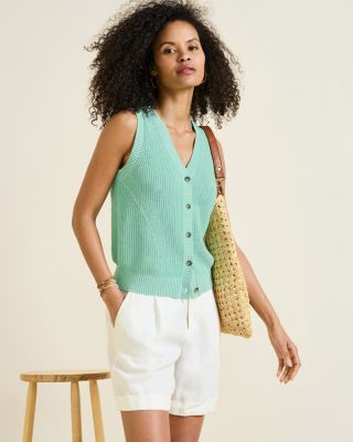 Portside Linen & Organic-Cotton Sweater Vest | Garnet Hill