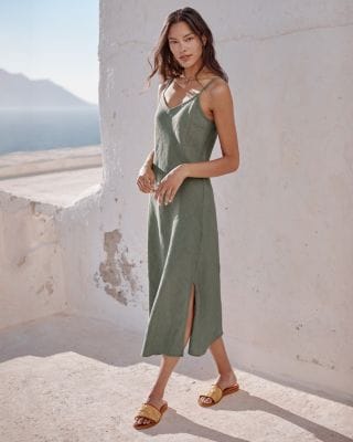 linen slip dress White Linen Slip Dress  Minimal Basic