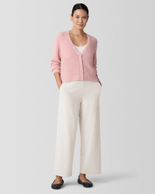 Cardigan Eileen Fisher Rouge - Taille S - Laine Mérinos Et Alpaga - Manches Dolman - Occasion TB