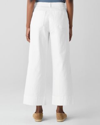EILEEN FISHER Garment-Dyed Stretch-Denim Wide Ankle Pants