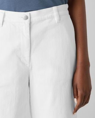 EILEEN FISHER Garment-Dyed Stretch-Denim Wide Ankle Pants | Garnet