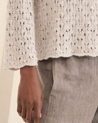 EILEEN FISHER Organic-Cotton Fluff Crochet Crewneck Sweater