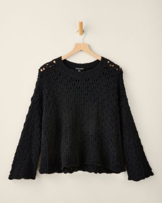 EILEEN FISHER Organic-Cotton Fluff Crochet Crewneck Sweater