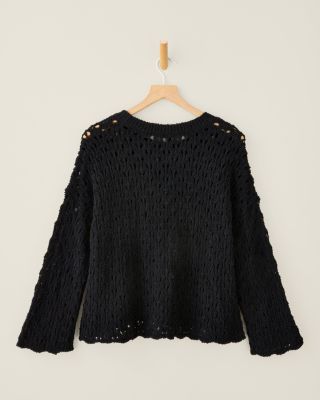 EILEEN FISHER Organic-Cotton Fluff Crochet Crewneck Sweater