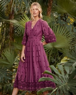 white christmas dresses Deep Green Cotton Tiered Maxi Dress, Belted Gown, Autumn Clothing, Bohemian Dress, Spring Long Dress, Xs / Burgundy main image 1