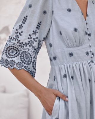 garnet hill embroidered linen dress Organic-Linen Embroidered Knit Dress