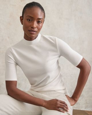 Parker Rib-Knit Mock-Neck Tee | Garnet Hill