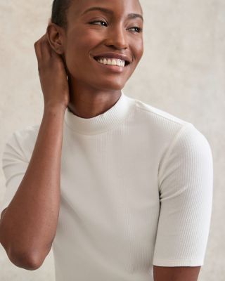 Parker Rib-Knit Mock-Neck Tee | Garnet Hill