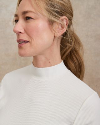 Parker Rib-Knit Mock-Neck Tee | Garnet Hill