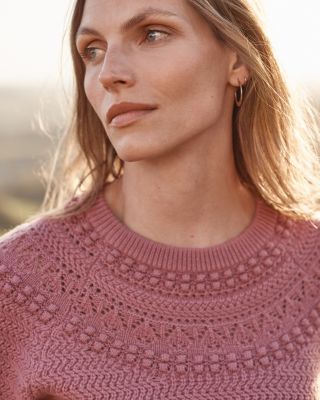 Recycled-Cashmere Textured-Stitch Crewneck | Garnet Hill