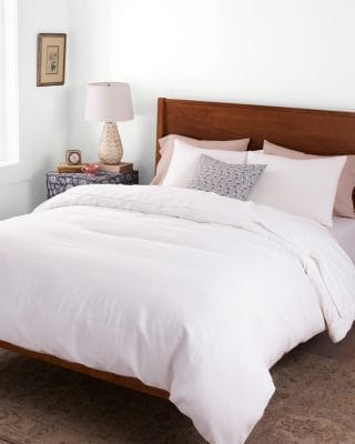 Solid Hemstitched Linen & Organic-Cotton Duvet Cover