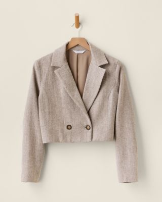 Lennon Cropped Wool-Blend Blazer | Garnet Hill