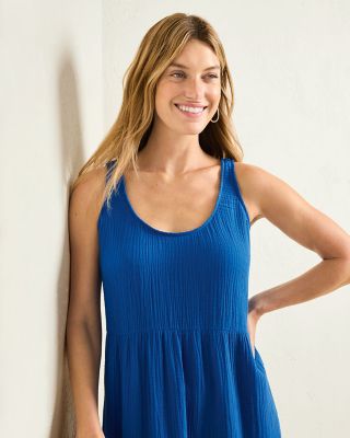 EILEEN FISHER Organic-Cotton Lofty Gauze Tiered Dress | Garnet Hill