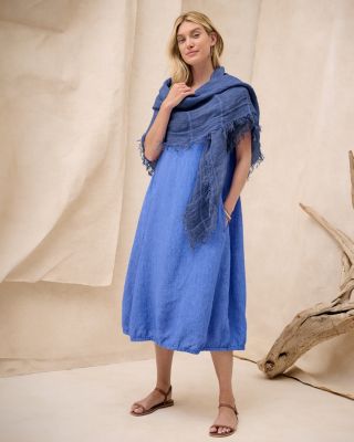 EILEEN FISHER Washed Organic-Linen Délavé Lantern Dress | Garnet Hill