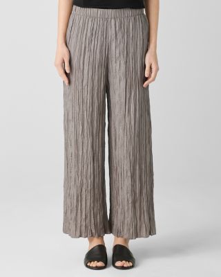 EILEEN FISHER Crushed-Silk Wide-Leg Ankle Pants | Garnet Hill